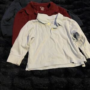 The Children’s Place 24M Long Sleeve Polo Shirts 3 Pack Blue Maroon Boys EUC